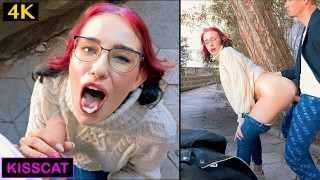 Kiss Cat love Breakfast with Sausage - Public Agent Pickup Russian Student for Outdoor Sex 4k