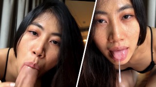 我的亚洲喉咙属于他 - 我吞下他的精液 - POV 4K